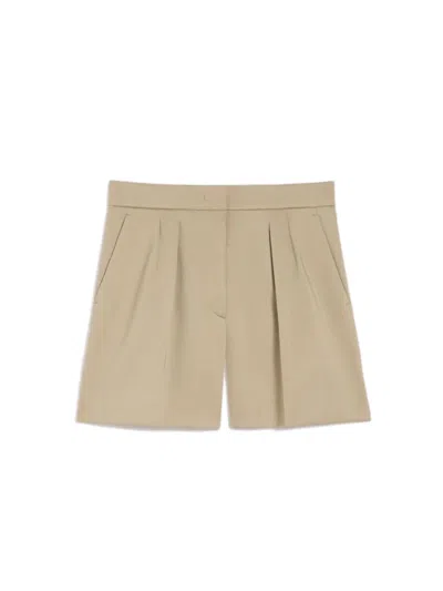 Max Mara Tailored High-waist Satin Shorts In Neutral