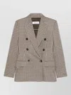 Max Mara Tailored Houndstooth Jacket Structured Shoulders In Brown