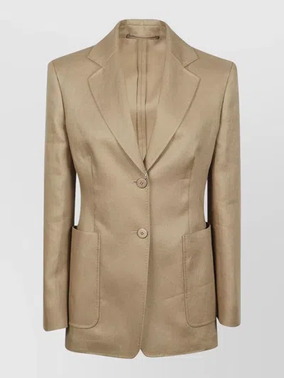 Max Mara Tailored Jacket Long Sleeves Notched Lapels In Neutral