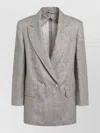 Max Mara Olimpia Double-breasted Chevron Linen Blazer In Beige In Brown