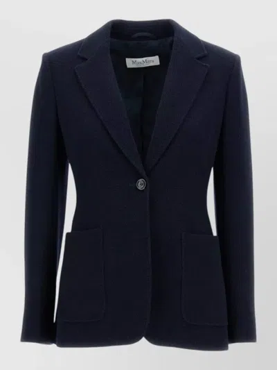 Max Mara Tailored Jacket Notched Lapels Patch Pockets Cuffs In Blue