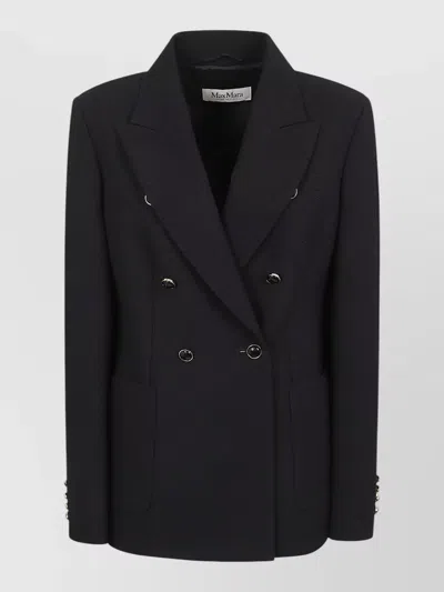 Max Mara Tailored Jacket Structured Shoulders Peak Lapels In Black