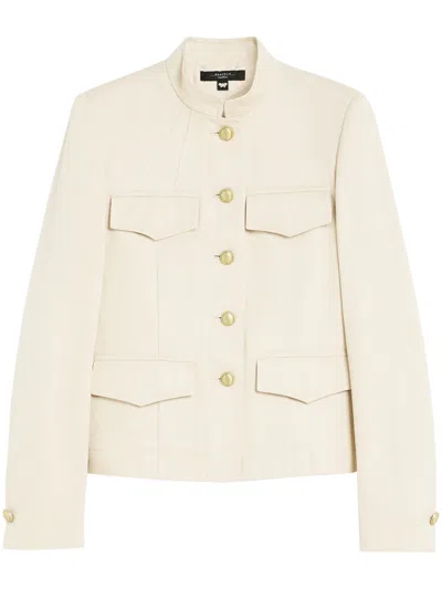 Max Mara Tailored Jacket With High Collar In Neutral