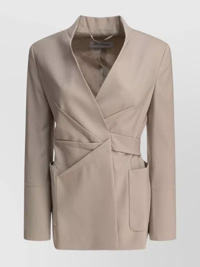 Max Mara Tailored Jackets With Belted Waist And Wrap Design In Beige