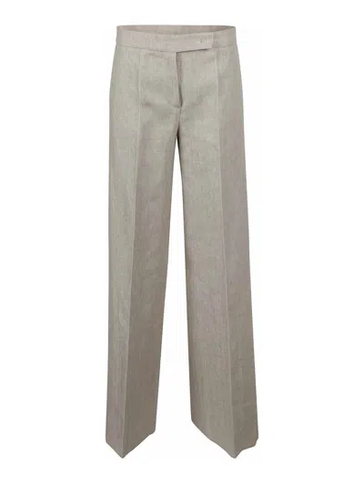 Max Mara Tailored Linen Drill Trousers In Beige
