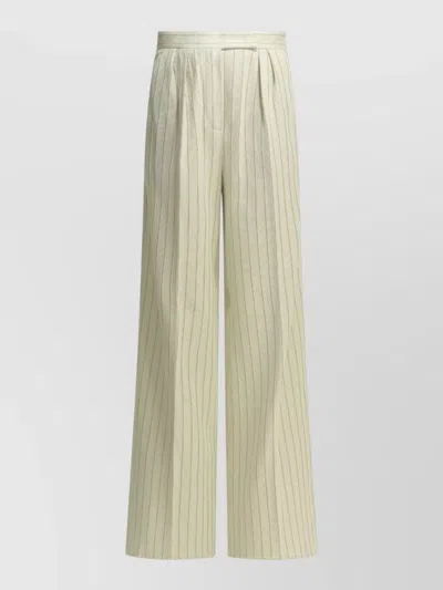 Max Mara Tailored Pinstripe Trousers Pleated Wide Leg In Green