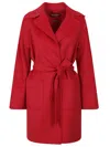 Max Mara Tailored Red Coat With Belted Waist In Red