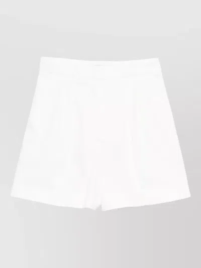 Max Mara Tailored Shorts Tabacco Belt Loops Pockets In White