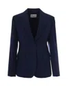 Max Mara Tailored Single-breasted Blazer Jacket In Blu