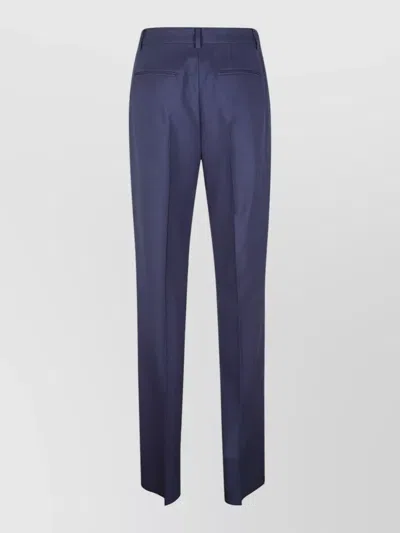 Max Mara Tailored Trousers Belt Loops Back Pockets In Blue