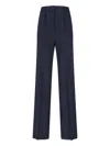 Max Mara Straight Trousers With Pleats And Pockets In Blue