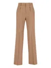 Max Mara Straight Trousers Featuring Pleated Front And Belt Loops In Brown