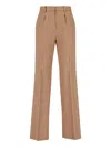 Max Mara Straight Trousers Featuring Pleated Front And Belt Loops In Brown