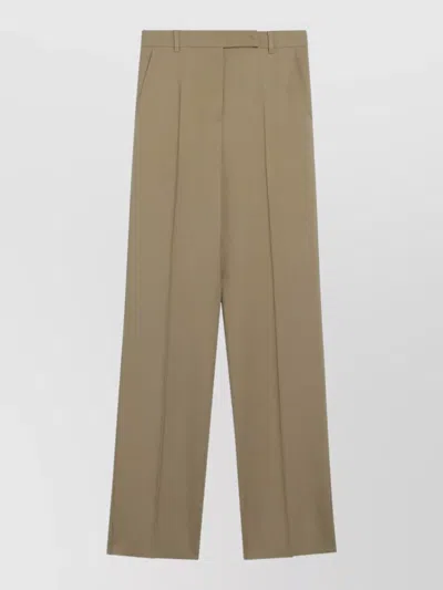 Max Mara Tailored Trousers Pleated Front Straight Leg In Neutral