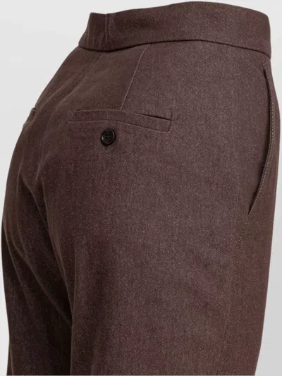 Max Mara Tailored Trousers With Belt Loops And Buttoned Back Pockets In Brown