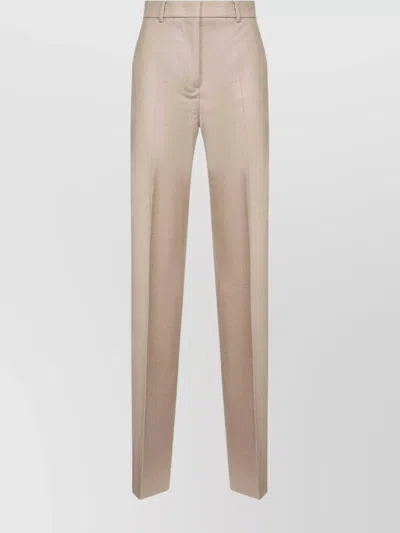 Max Mara Tailored Trousers With Belt Loops And Pockets In Neutral