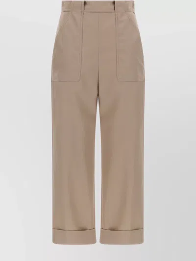 Max Mara Tailored Trousers With Cuffed Hem And Pockets In Gray