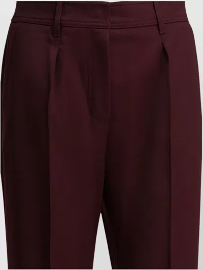 Max Mara Tailored Trousers With Pleats And Pockets In Burgundy