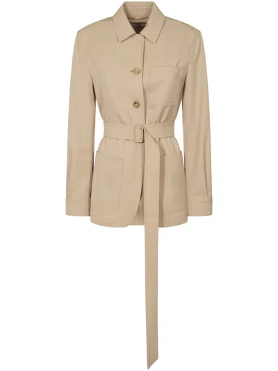 Max Mara Tailored Waist Jacket With Classic Collar In Neutral