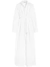 Max Mara White Maxi Dress With Classic Collar And Belted Waist In White