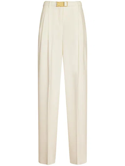 Max Mara Tailored White Trousers With High Waist In Neutral