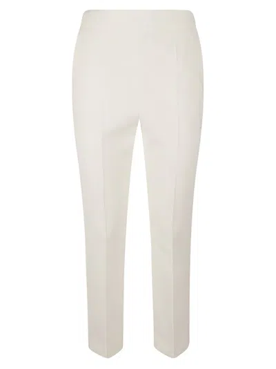 Max Mara Tailored White Trousers With Subtle Pleats In Neutral