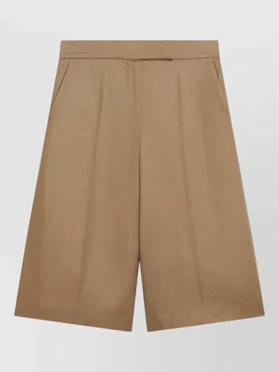 Max Mara Tailored Wide Leg Pants Pleats Pockets Beltloops In Brown