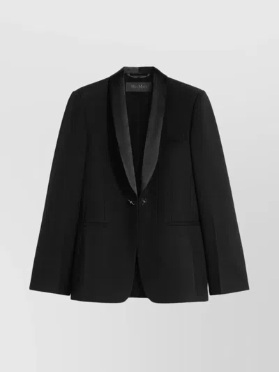 MAX MARA TAILORED WOOL BLAZER SATIN LAPEL