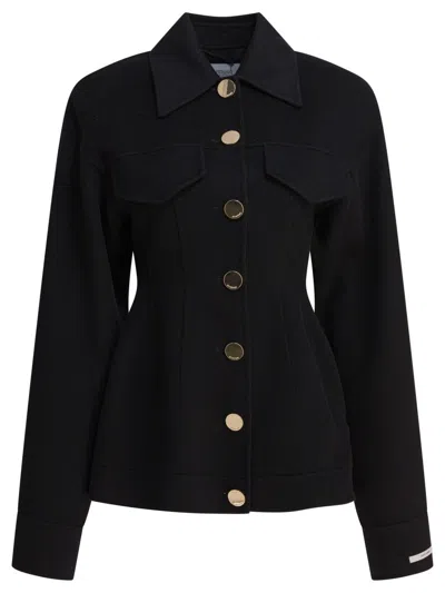 Max Mara Tailored Wool Jacket With Structured Collar In Black