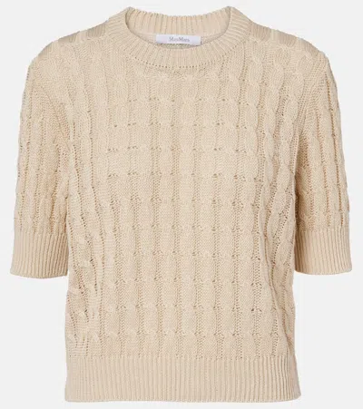 Max Mara Talamo Cable-knit Linen Sweater In Neutral