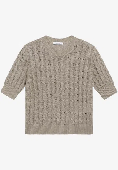 Max Mara Talamo Cable Knit Top In Gray