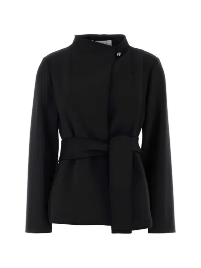 Max Mara Stretch Nylon Talamo Blazer Belted Waist In Black