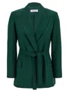 Max Mara Green Wool Canvas Jacket With Belt In Green