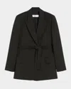 Max Mara Belted Woollen Cloth Blazer In Black