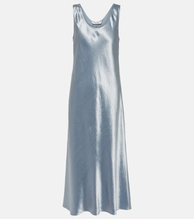 Max Mara Talete Satin Slip Dress In Blue