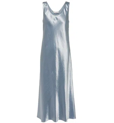 Max Mara Talete Satin Slip Dress In Blue