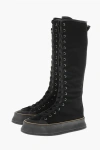 Max Mara Tall Cotton Boots In Solid Color With 4cm Sole In Multi