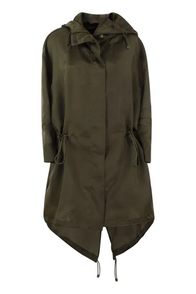 Max Mara Tambuto Oversized Organdy Parka In Green