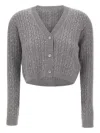 Max Mara Tamigi Cable-knit Cardigan In Gray