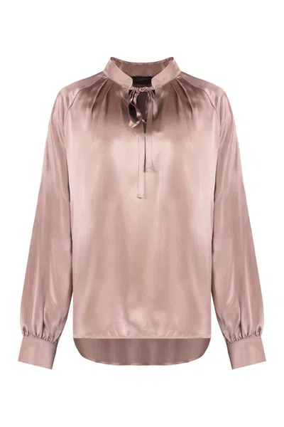 Max Mara Tamigi Silk Satin Blouse In Pink