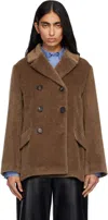 Max Mara Tan Atillio Faux-fur Coat In Brown