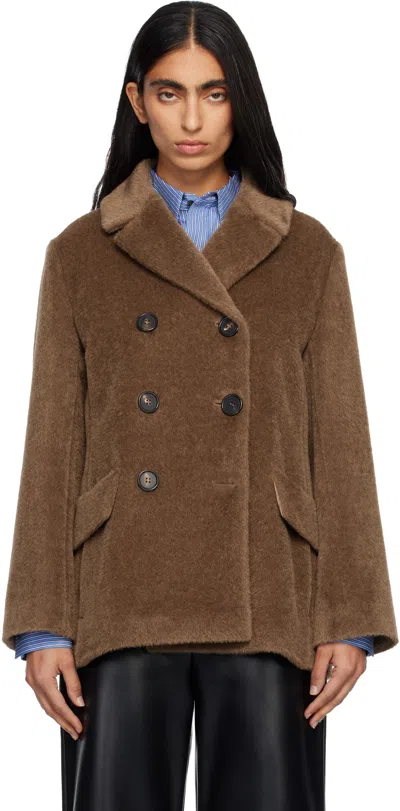 Max Mara Tan Atillio Faux-fur Coat In Brown
