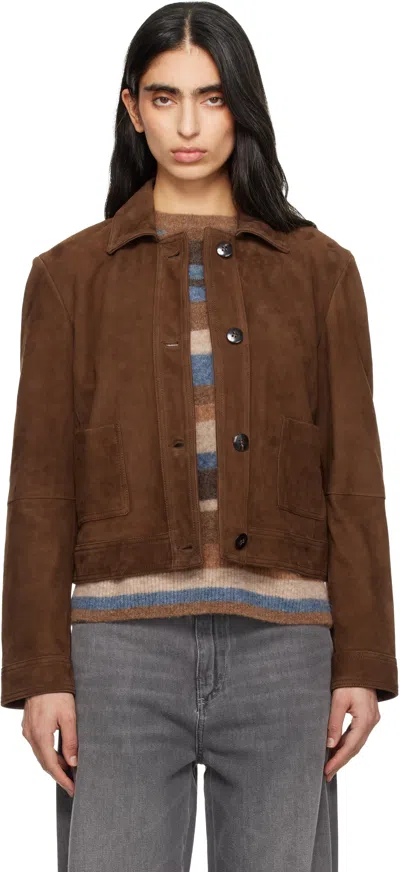Max Mara Tan Baia Suede Jacket In Brown