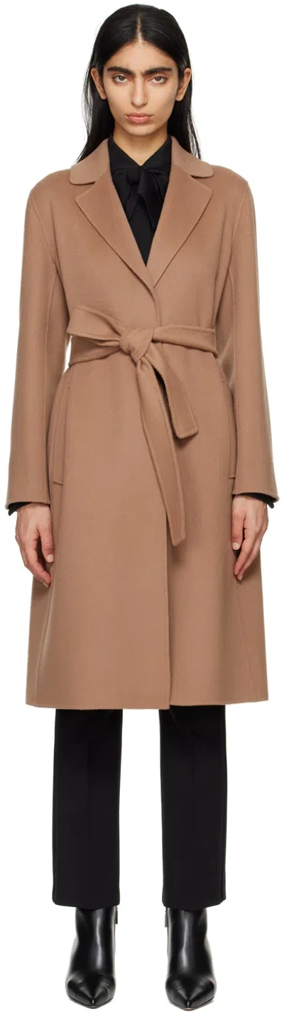 Max Mara Tan Belted Coat In 45 Camel