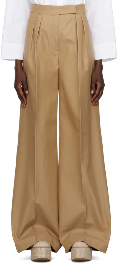 Max Mara Wide Leg Trousers With Pleats And Pockets In Brown
