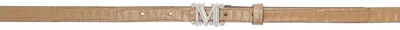 Max Mara Tan Crocodile-print Leather Monogram Belt In 003 Camel