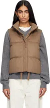 Max Mara Tan Dioniso Down Vest In Brown