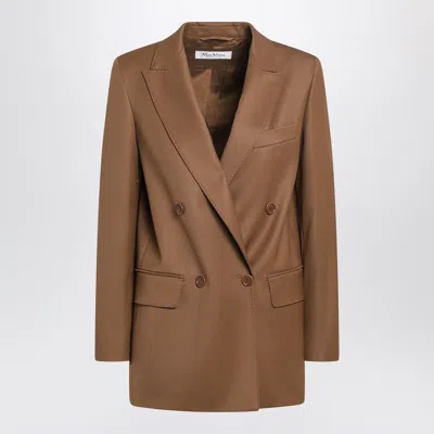Max Mara Tan Double-breasted Wool Blazer In Brown
