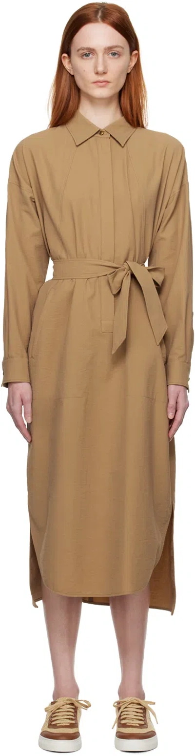 Max Mara Tan Esule Midi Dress In 002 Bronze