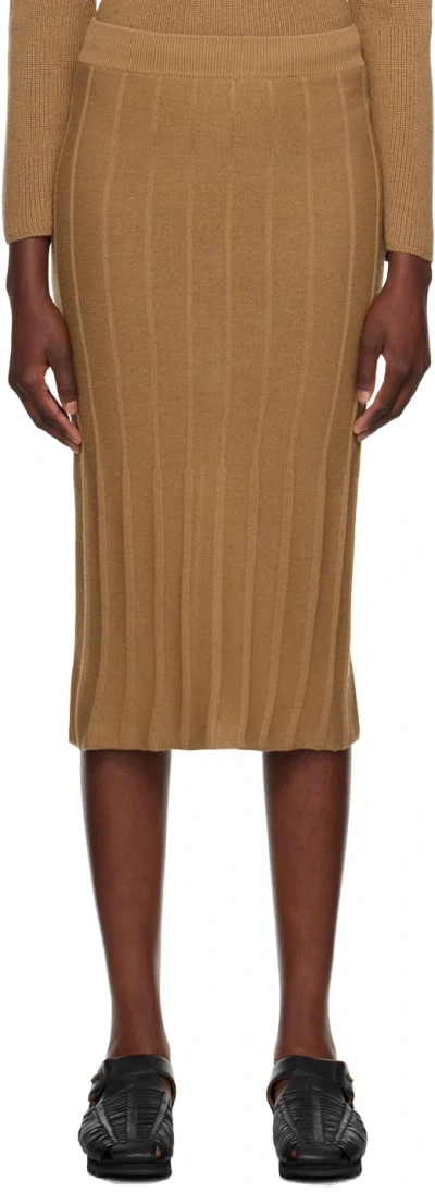 Max Mara Tan Melk Midi Skirt In 002 Camel